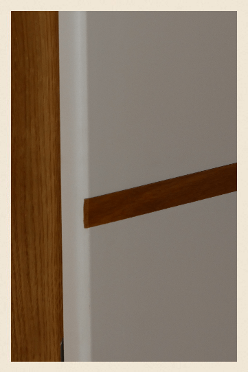 weiße Tür mit Eicheneinlage