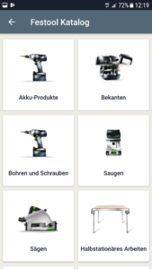 Festool Produktkatalog in der App